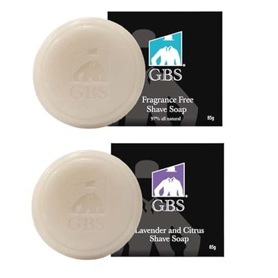 G.B.S Natural Fragrance Free Lavender Citrus Shaving Soap with Shea Butter for Sensitive Skin Shave Soap for Men (Pack of 2)