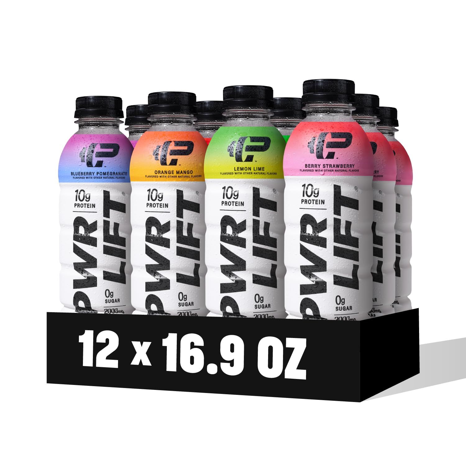Whey Protein Water Sports Drink by PWR LIFT Variety Pack Keto, Vitamin B, Electrolytes, Zero Sugar, 10g of Protein Post-Workout Energy Beverage 16.9oz (Pack of 12)