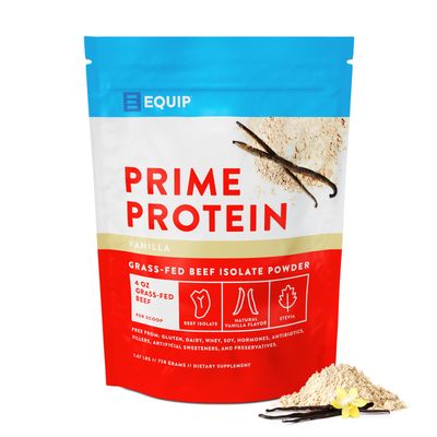 Equip Foods Prime Protein Powder Clean, Grass Fed Beef Protein Isolate Carnivore Protein Powder Paleo, Keto Friendly Gluten, Dairy Free Helps Build Repair Tissue 30 Servings, Vanilla
