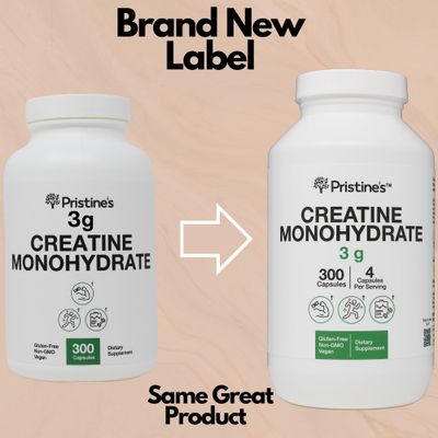 PRISTINE'S Creatine Monohydrate Capsules for Women Men - No Bloat 75 Day Supply 3G Muscle Growth Support Supplement - Cognitive Athletic Performance Support - Enhanced Recovery