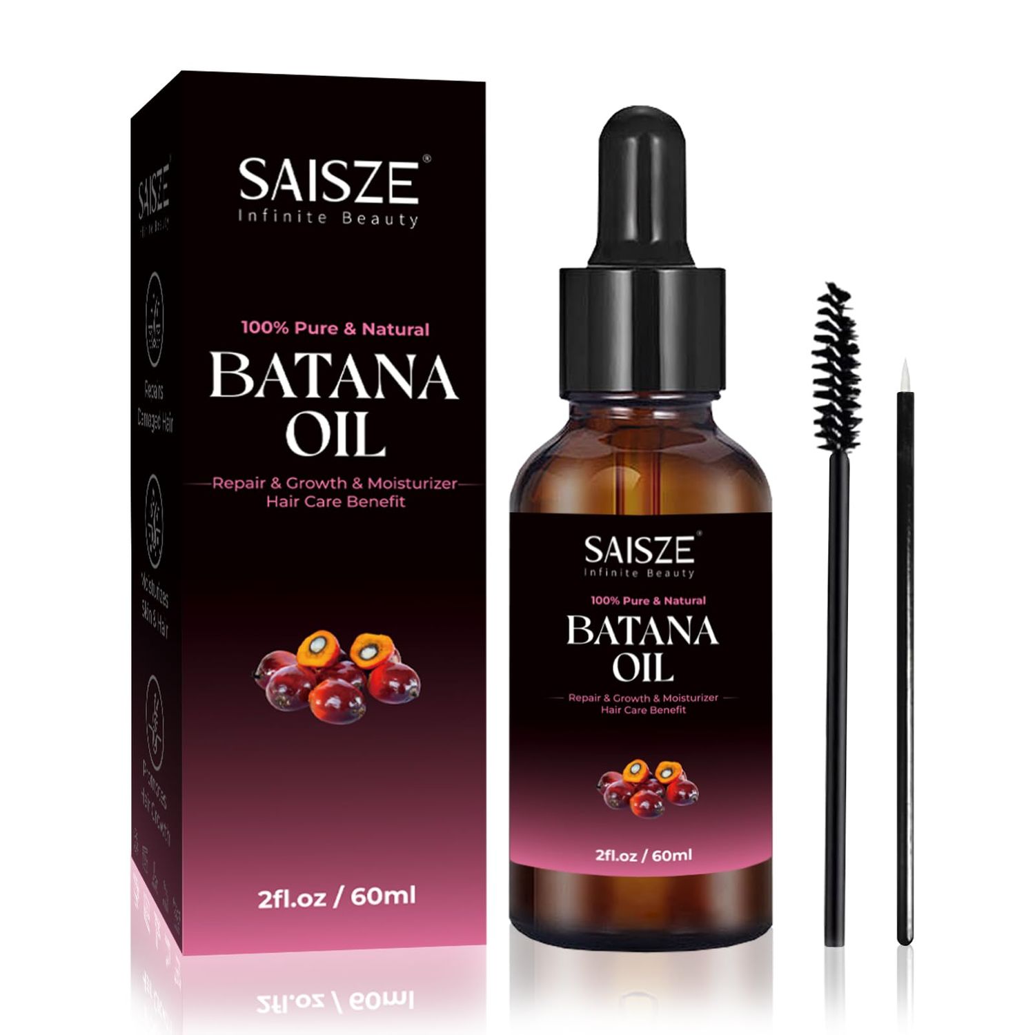 SAISAZE Batana Oil for Hair, Organic Raw Batana Oil from Honduras, Natural Hair Oil, Nourishes the Scalp and Promotes Thickness, Hair Care for All Hair, 2 fl.oz