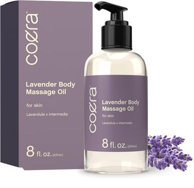 Coera Lavender Massage Oil 8 fl oz Moisturizing Body Oil for Skin Free of Parabens, SLS, Fragrances