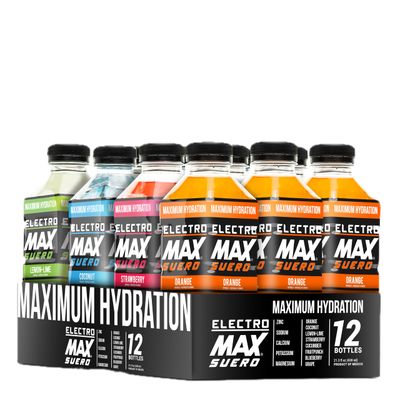ELECTROMAX SUERO - Zero Sugar Electrolyte Drink - 12-Pack Mix (21.3 Fl Oz Each), Hydration for Sports, Recovery, and Daily Use - Magnesium, Potassium, Zinc, Calcium - Zero Calories. (Mix Pack)