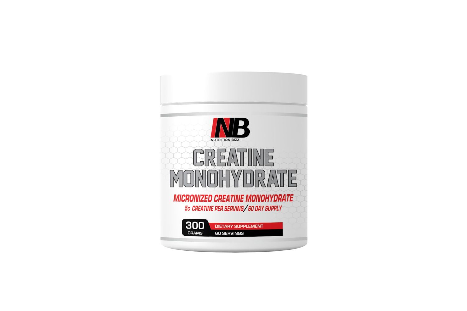 NutritionBizz Micronized Creatine Monohydrate Powder 300 Grams Unflavored 60 Days Supply 5 Grams Creatiner Per Serving