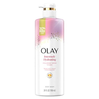 Olay Body Wash for Women, Intensely Hydrating, Hyaluronic Acid Serum Complex, Renews Moisture, Vitamin B3 Lameller Technology, For All Skin Types, 26 fl oz