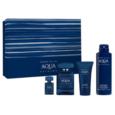 Perry Ellis Aqua Extreme Gift Set - 3.4 fl oz eau de toilette, 1.7 oz shower gel, 6 oz body spray, .25 fl oz EDT travel mini