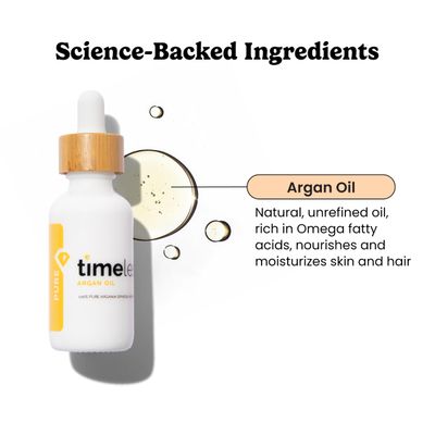 Timeless Skin Care Argan Oil - 100 Pure Argan Oil for Face Hair Care - For Dry Skin - Fragrance-Free - Use with Moisturizer or Hair Products - 1 oz