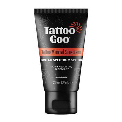 Tattoo Goo Zinc Oxide Mineral Sunscreen SPF 30 - Broad Spectrum UVAUVB Protection, Tattoo Fade Shield, Non-Greasy, Fragrance-Free, 2 fl oz