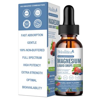 Magnesium Glycinate Liquid Drop - Triple Absorption Supplement to Support Nerves, Night, Heart, Muscles -Sugar-Free with Potassium, L-Theanine, Sea Moss Vitamin B,C,D3, K2-1Pack