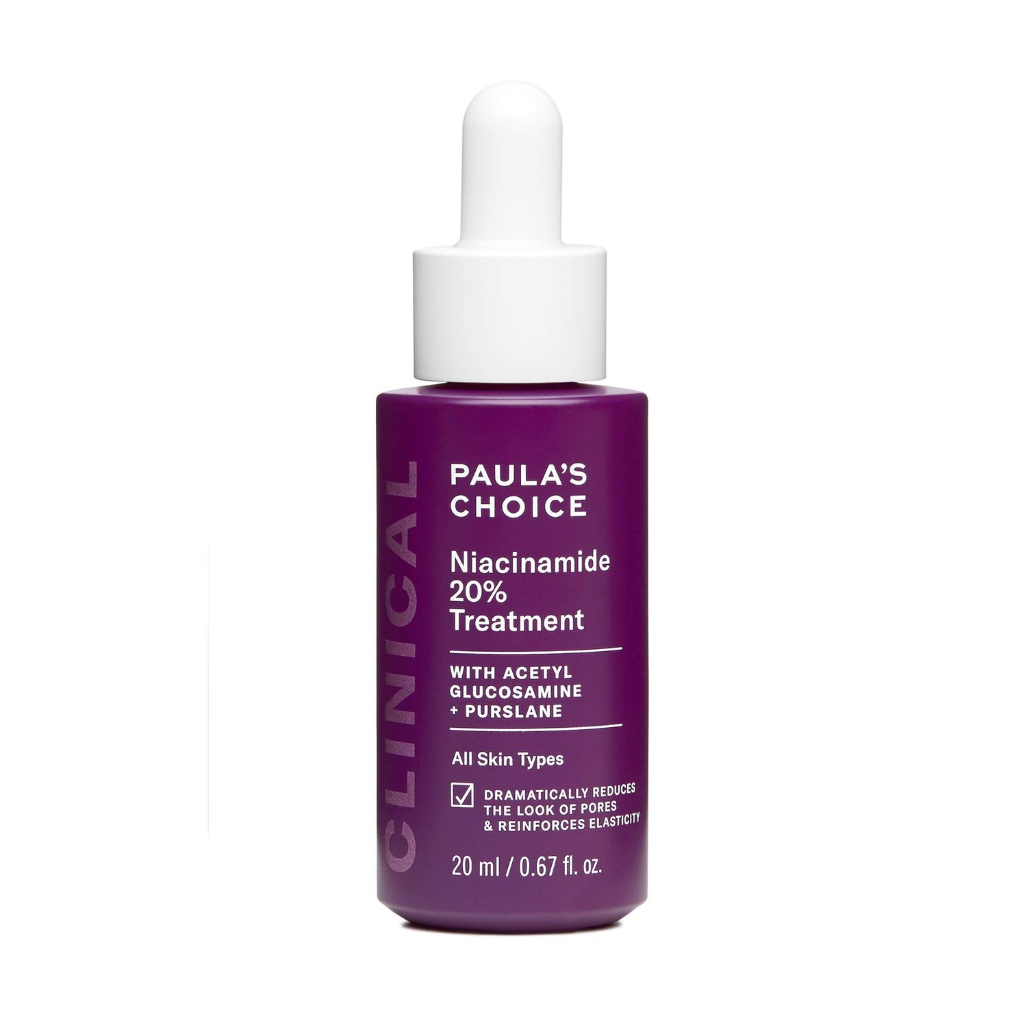 Paula&#39;s Choice CLINICAL 20 Niacinamide Vitamin B3 Concentrated Serum, Anti-Aging Treatment for Discoloration and Minimizing Large Pores, Fragrance-Free Paraben-Free, 0.67 Ounce Dropper Bottle
