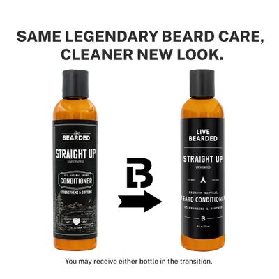 Live Bearded Beard Conditioner, 8 fl oz - Strengthens and Softens Facial Hair - Made in the USA - All-Natural Ingredients with Biotin, Caffeine Straight Up Unscented - Fragrance-Free