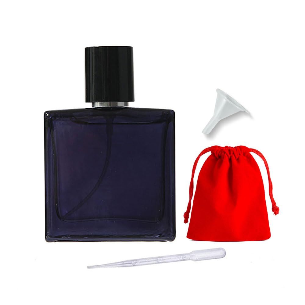 Jinxihuachen 100ml Dark Blue Glass Perfume Atomizer - Leak-Proof Travel Spray Bottle, Refillable Fine Mist Sprayer for Fragrance Essential Oil, Portable Perfume Dispenser for MenWomen (3.4 oz)