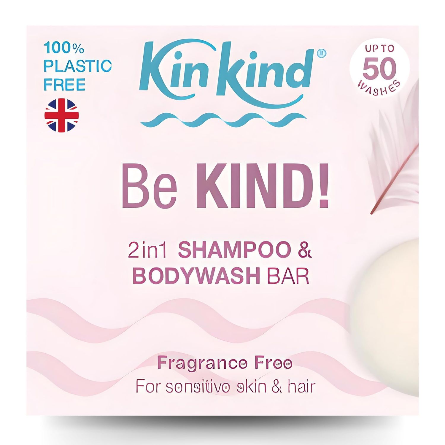 KinKind Be KIND! Solid Shampoo BodyWash Bar Unscented for Sensitive Scalp Natural Shampoo Bar, Fragrance, Linalool Limonene Free Up to 50 Washes