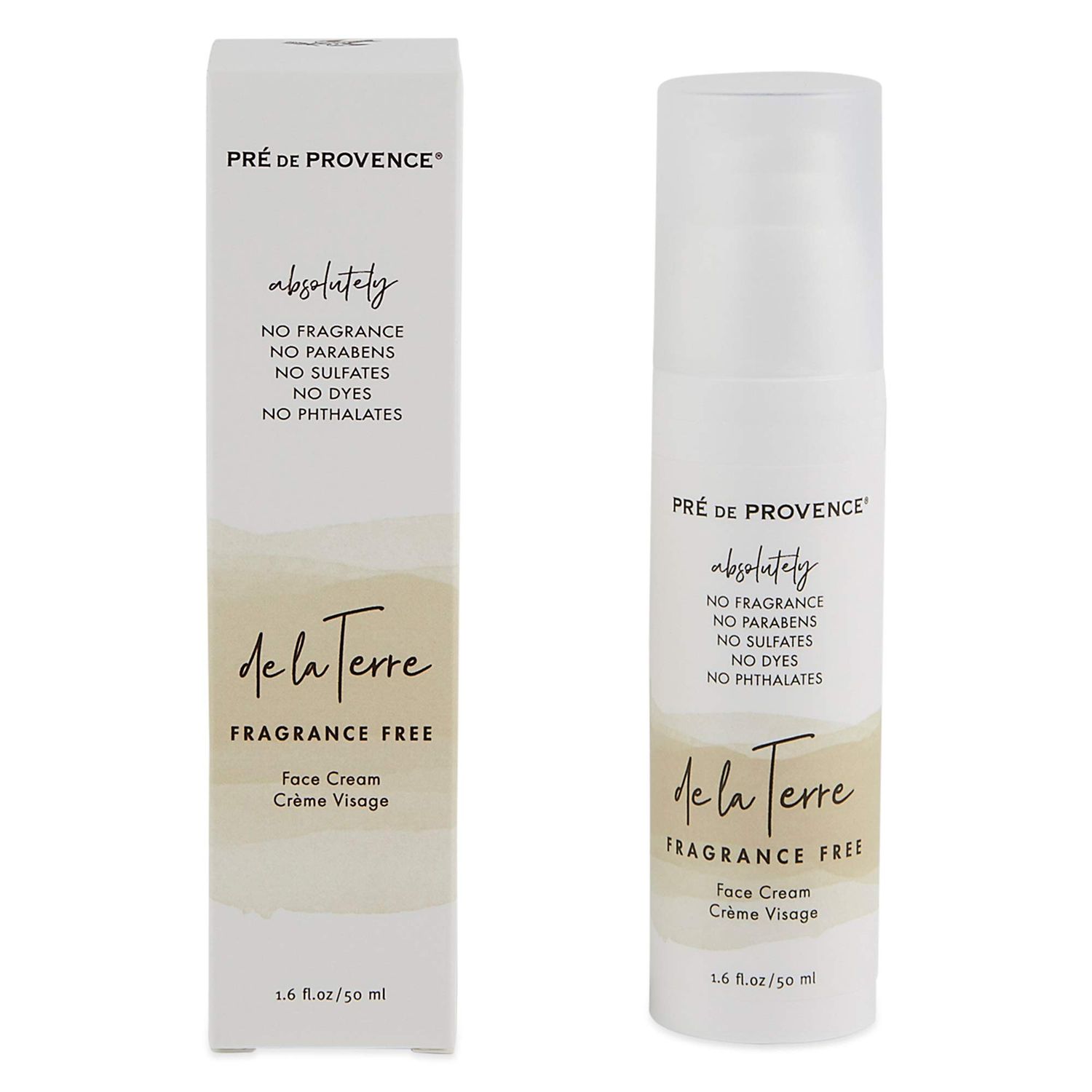 De La Terre All Natural Sensitive Skin Collection Fragrance Free, Moisturizing Hydrating, Face Cream, 50 ML