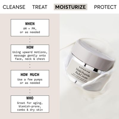 Naturium Multi-Peptide Rich Cream, Hydrating Nourishing to Help Appearance of Fine Lines Wrinkles, Vegan Cruelty-Free, 1.7 oz