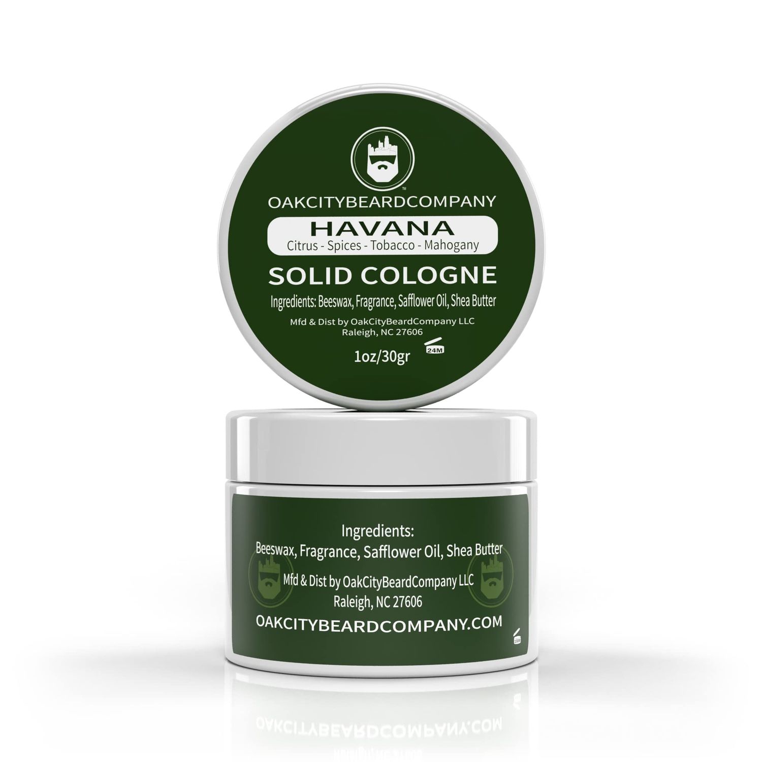 Oak City Beard Company - Havana - Solid Cologne - 1 Ounce - Citrus - Spices - Tobacco - Leather
