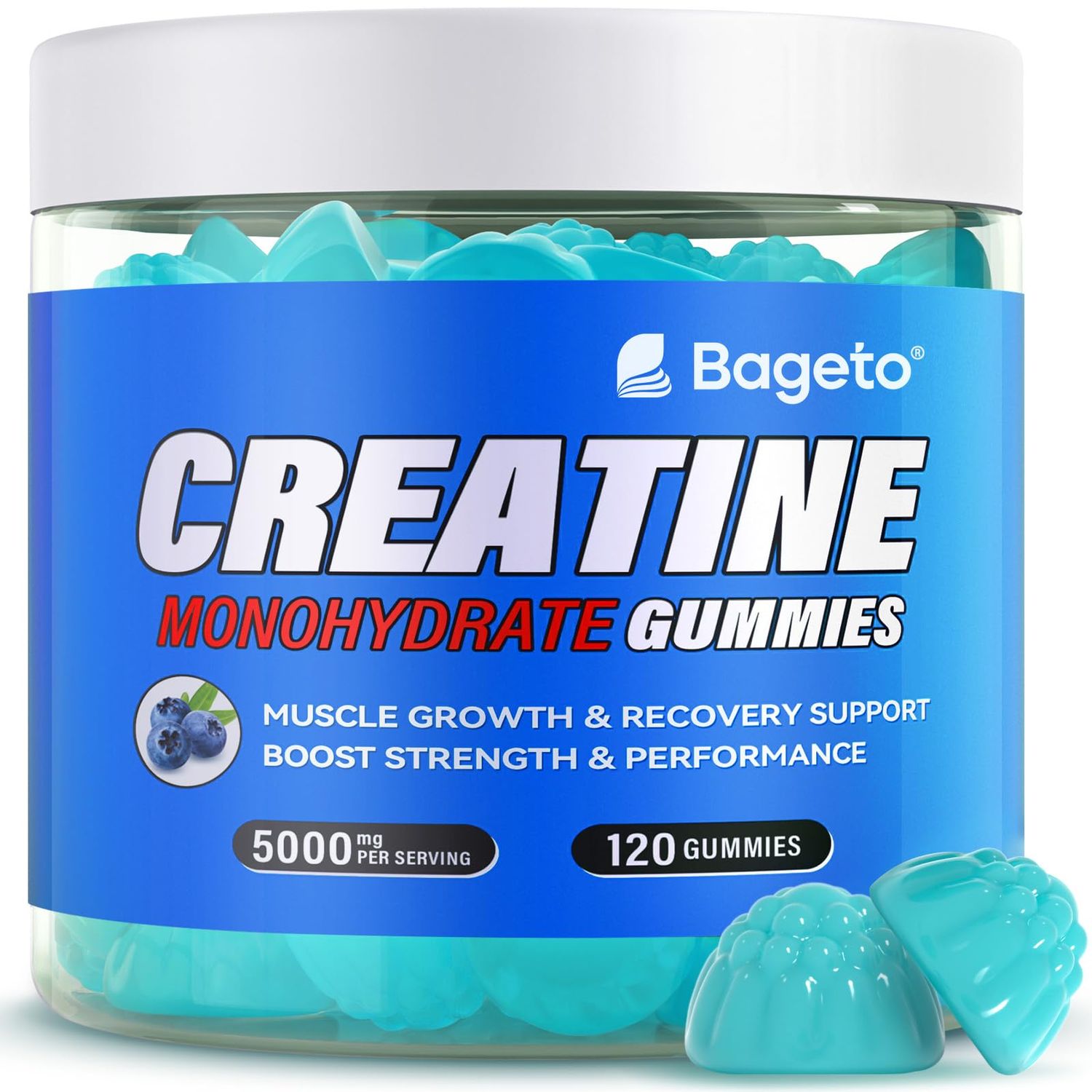 Creatine Monohydrate Gummies 5000mg for Men Women, Gomitas de Creatina 5g Creatine Monohydrate, 0g Sugar Chewables Creatine Pre-Work Out for Muscle Strength, Vegan,120 Count, Blueberry Flavor