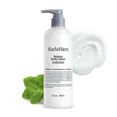 KarlHans Botanic Body Lotion Double Mint, Fresh Mint Revitalizing Body Lotion - Invigorating Eucalyptus and Mint Fragrance - Non-Greasy Formula, 13.2 fl oz