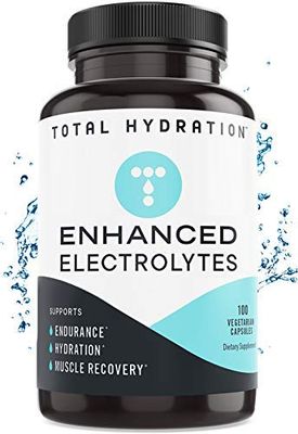 Total Hydration Electrolyte Capsules, Low Carb Natural Replacement Rehydration Salts with Magnesium, Zinc, Calcium, Sodium (100ct)