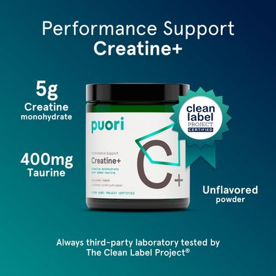 Puori Creatine Monohydrate Powder with Taurine - Unflavored Creatine Powder, Pre-Workout Supplement for Men Women - Muscle Builder, Enhanced Workout Performance Strength Building - 60 Servings