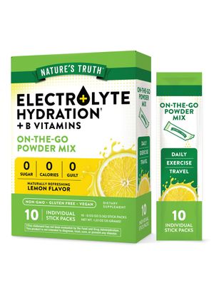 Nature&#39;s Truth Electrolyte Powder Packets 10 Pack Sugar Free Vegan, Non-GMO Gluten Free Drink Mix Supplement