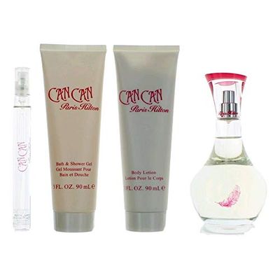 Paris Hilton Can Can for Women Gift Set (Eau de Parfum Spray, Lotion, Bath and Shower Gel, Perfume Stick)