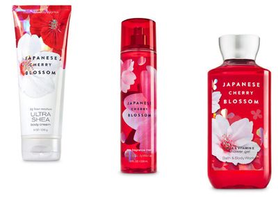 Bath Body Works Japanese Cherry Blossom Body Set Shower Gel, Body Cream Fragrance Mist