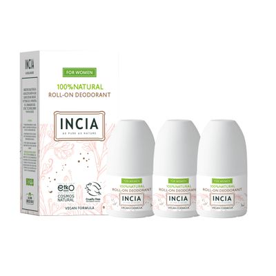 Incia, Natural Deodorant Vegan Aluminum Free Deodorant for Men and Women Fresh Cruelty Free, Paraben Free, Natural Fragrance (Women, Pack of 3)