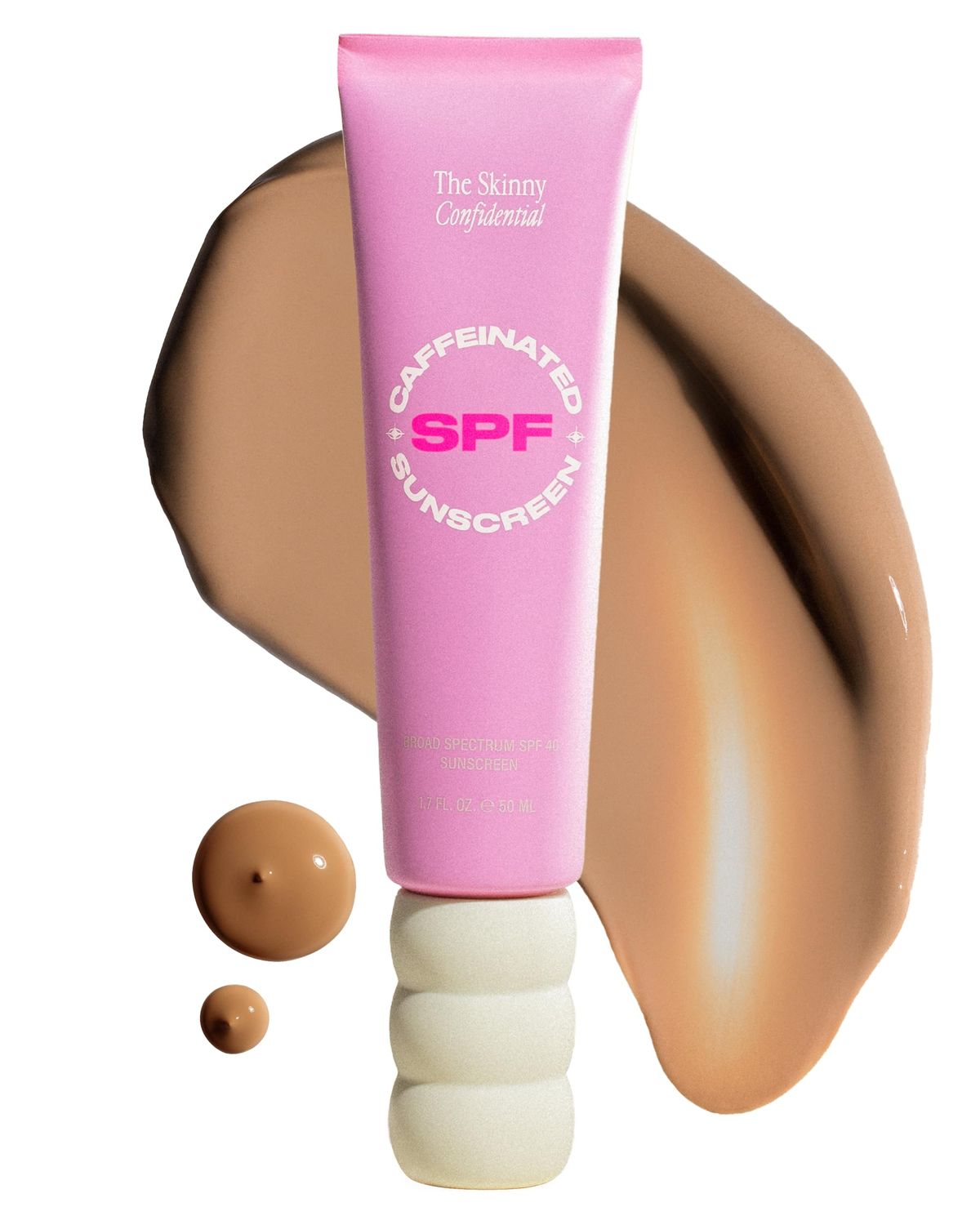The Skinny Confidential Caffeinated Mineral Sunscreen, SPF 40 - Fragrance-Free Face Sunscreen with No White Cast - Non-Greasy Lightweight Sun Screen Lotion Reduce Wrinkles, Redness Puffiness