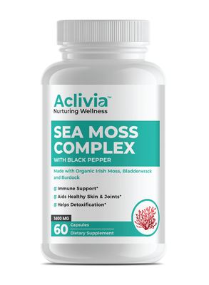 Aclivia - Organic Irish Sea Moss Capsules with Bladderwrack Burdock Root - 102 Minerals Sea Moss Supplement - Thyroid Support, Immune Boost - Non-GMO (60 Count)