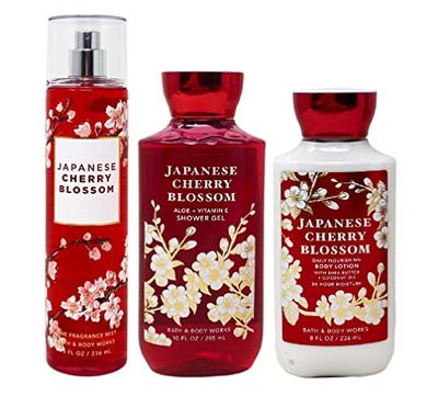 Bath and Body Works - Signature Collection - Japanese Cherry Blossom - Shower Gel - Fine Fragrance Mist Body Lotion Trio