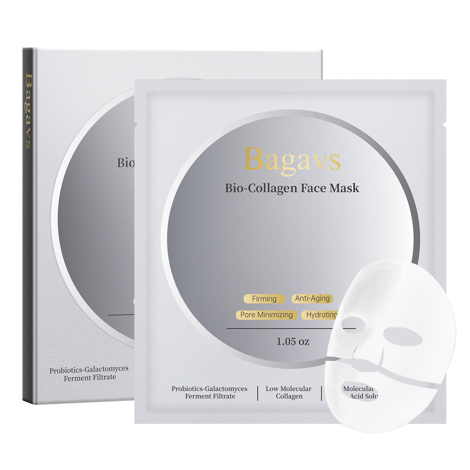 Bagavs Bio-Collagen Overnight Hydrating Face Mask with Deep Collagen for Skin Care, Anti-Wrinkle Lifting, 30g x 4ea