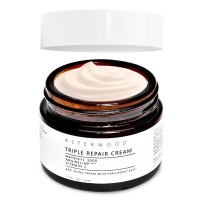 Asterwood Matrixyl 3000, Argireline Peptide, Vitamin C Cream - Triple Repair - with Hyaluronic Acid - Anti-Aging, Wrinkle Reducing, Hydrating - Fragrance-Free - 1.7 Fl Oz