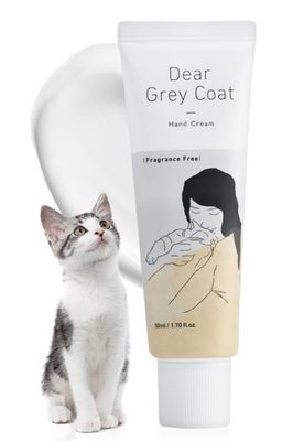 Dear Grey Coat Hand Cream for Cat Lovers - Non-Greasy, Fragrance Free, Natural Shea Butter Hand Lotion with Cat Safe Ingredients for Pet Lovers, 1.7fl.Oz