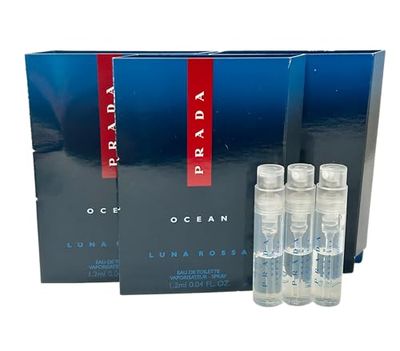 Prada OCEAN Luna Rossa EDT Sample Perfume Men Spray MINI SMALL Travel Size 1.2 ML 0.04 - set of 3