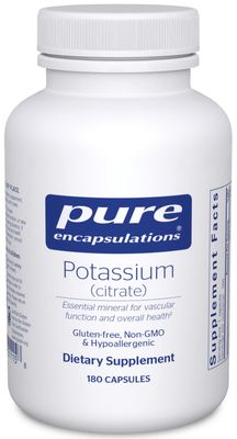 Pure Encapsulations Potassium (Citrate) - Essential Electrolyte Supplement to Support Nerve Muscle Function, Adrenals, Hormones, Heart Health Energy - Potassium Citrate Capsule - 180 Capsules