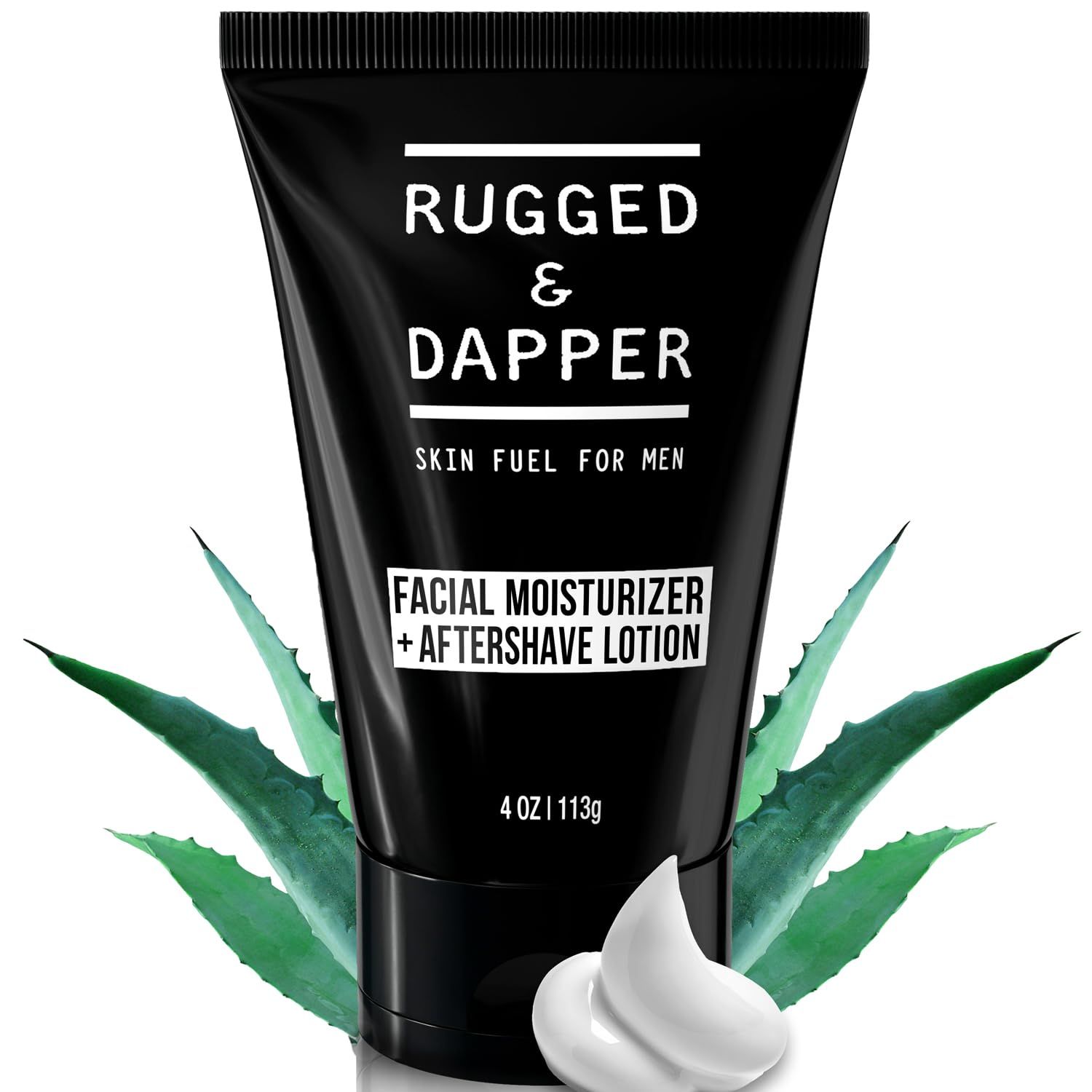 RUGGED DAPPER - Mens Face Moisturizer After Shave Lotion for Men - Anti-Aging Formula with Hyaluronic Acid Peptides - Natural Ingredients Fragrance Free - 4 Month Supply - USA Made
