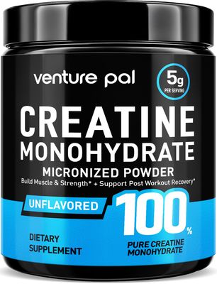 Venture Pal Micronized Creatine Monohydrate Powder - Unflavored Creatine for Women Men, Creatina Monohidratada en Polvo