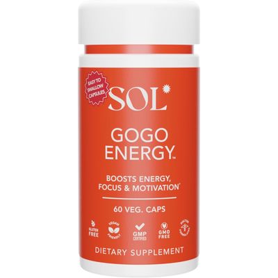 Sol Nutrition GoGo Energy Supplement Natural Energy Boost, Cortisol Regulation, Focus Support, Herbal Alternative for Men Women