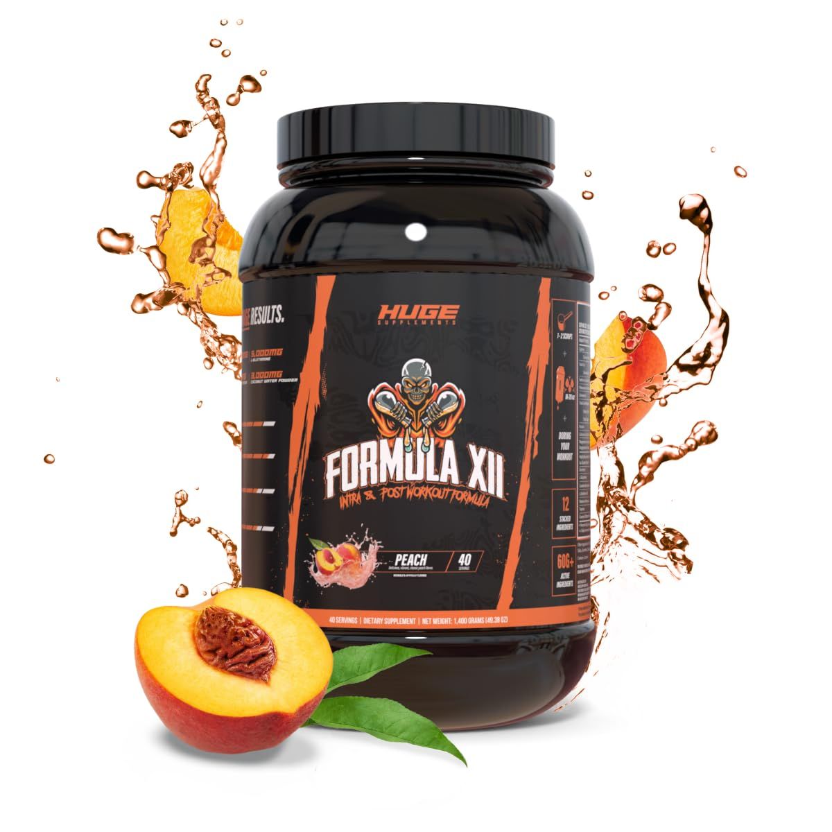 Formula XII Intra Workout Carbs Post Workout Recovery Powder, Rapidly Absorbed Instant Energy, Boost Exercise Performance, Strength, Endurance Hydration, 12 Science-Backed Ingredients (Peach)