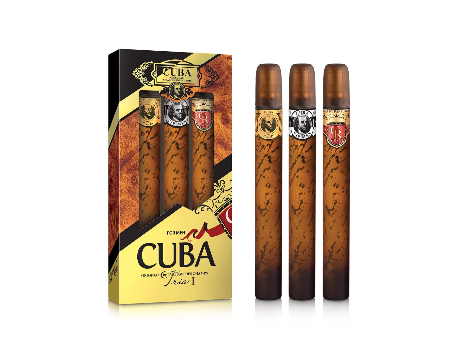 Cuba Trio Best 1 Gift Set (3 x 1.17 Oz Eau De Toilette Spray) Gold, VIP, Royal Fragrance For Men