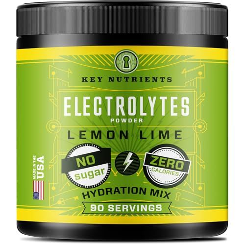 KEY NUTRIENTS Multivitamin Electrolytes Powder No Sugar - Refreshing Lemon Lime Electrolyte Powder - Endurance Energy Supplement - Hydration Powder - No Calories - 90 Servings - Made in USA
