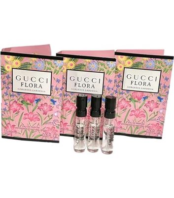 Gucci Flora Sample Perfume Perfume Gorgeous Gardenia Women Spray 1.5 ml 0.05 oz set of 3