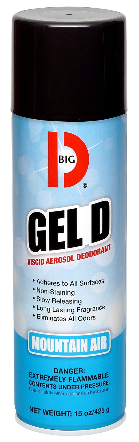 Big D 070 Gel D Viscid Aerosol Deodorant, Mountain Air Fragrance, 15 oz (Pack of 12) - Adheres to Hard, nonporous Surfaces for Slow Releasing Odor Control - Use in Trash cans, dumpsters, lockers