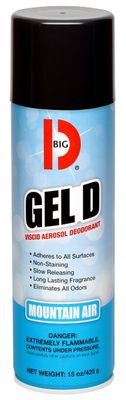 Big D 070 Gel D Viscid Aerosol Deodorant, Mountain Air Fragrance, 15 oz (Pack of 12) - Adheres to Hard, nonporous Surfaces for Slow Releasing Odor Control - Use in Trash cans, dumpsters, lockers