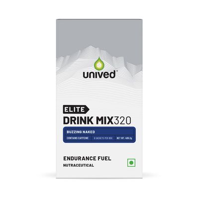 Unived Elite Drink Mix 320 High Calorie Energy Drink 21 Ratio 80g Carbohydrates with 1705mg Essential Electrolytes Endurance Athletes Sports Drink, Buzzing Naked (100mg Caffeine) 6 Pack