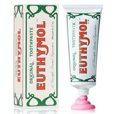 Euthymol Natural Flouride-Free FormulaStrong Mint Flavor for Fresh Breath, 3.7 oz Classic Pink Toothpaste for Fresh Breath, Plaque Tartar Remover Travel Size Aluminum Recyclable Tube