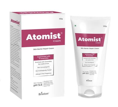 Brinton Atomist Moisturizing Cream for Dry Sensitive SkinEnriched with Ceramides Oat Lipids Non-Comedogenic Fragrance-Free Allergen-Free Paraben, Sulphate, Phthalate Dye-Free, 125g