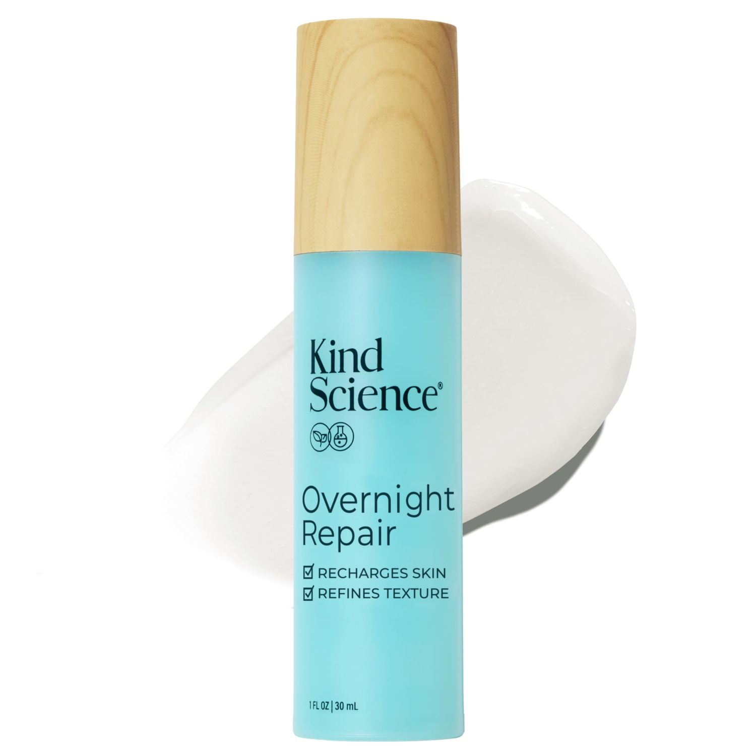 Kind Science Overnight Repair Night Moisturizer for Face - Night Cream for Women Anti Aging to Re-Energize Hydrate Look of Tired Skin with Niacinamide Shea Butter - Fragrance Free, Cruelty Free