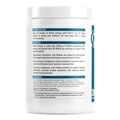 NutraOne Amino Energy BCAA Powder Pre-Workout Supplement with Caffeine Branched Chain Amino Acids to Help Fuel and Recover (Strawberry Watermelon - 30 Servings)
